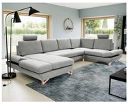 Rozkladacia rohová čalúnená sedacia súprava AVESTA v tvare U, sivá, s úložným priestorom