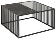 Čierny konferenčný stolík so sklenenou doskou 80x80 cm Strington – Actona