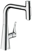 Hansgrohe Metris Select M71, kuchynská páková batéria s vyťahovacou sprškou, chrómová, HAN-73822000