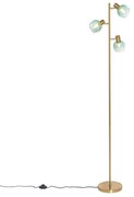 Art Deco stojaca lampa zlatá so zeleným sklom 3-svetlo - Vidro