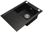Gamma Design 7050, 1-komorový granitový drez 700x480x205 mm, čierna škvrnitá, GMA-ZLE000125