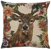 Gobelínový vankúš s jeleňom v kvetinovom okraji Flower Deer - 45*15*45cm