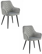 Set dvoch jedálenských stoličiek NANA zamatové, strieborné / sivé (čierne nohy) 2 ks