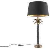 Art Deco stolná lampa bronzová s čiernym tienidlom 35 cm - Areka