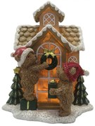 Svietiaca perníková chalúpka s medvedíkmi Gingerbread House - 15*10*18 cm
