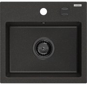 Mexen Milo, granitový drez 435x410x171 mm, 1-komorový, čierna-zlatá metalíza s čiernym sifónom, 6505441000-75-B