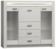 Tempo Kondela Komoda s vitrínami, jaseň biely, INFINITY 08