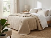 Béžový zamatový prehoz na posteľ ARROW VELVET Rozmer: 200 x 220 cm