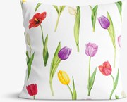 Goldea dekoračná obliečka na vankúš - farebné tulipány 40 x 40 cm
