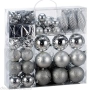 Sada strieborných vianočných baniek 103ks
