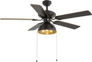 Stropný ventilátor čierny s béžovou farbou 130 cm s ťahacím káblom - Mistral Magna