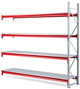 Skladový regál TOUGH, prídavná sekcia, 2500x2700x600 mm, 4 oceľové police