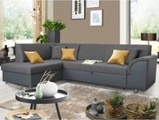 Rohová sedacia súprava Bernett, antracitová ekokoža/sivá tkanina, ľavý roh%