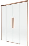 Mexen Rox, 2-krídlová posuvná vaňová zástena 140 x 150 cm, 8mm číre sklo, ružové zlato profil, 8C9-140-002-60-00