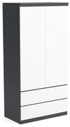 Šatní skriňa 90cm so 2 zásuvkami a vešiakom LUNE Antracitová/Biela