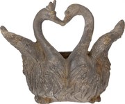 Šedý antik kvetináč zamilovaných labutí Swan Baroque - 49*27*37 cm