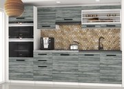 Kuchynská linka Belini 240 cm šedý antracit Glamour Wood s pracovnou doskou Paula2  TOR PAULA2/4/WT/GW1/0/B1