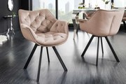 Otočná jedálenská stolička Miramar Luxury zamat šampanská greige