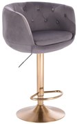 LuxuryForm DESIGN Barová stolička MONTANA VELUR na zlatom tanieri - šedá