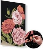 Maľovanie podľa čísel KVETINOVÁ ZÁHRADA nízka náročnosť SPECIAL BLACK EDITION - 40x60 cm bez rámu