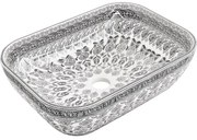 Mexen Rita, umývadlo na dosku 455x325x135 mm, biela-čierny vzor, 21084586