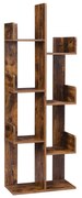 Knižnica, 8 políc, 140x50x25cm, vintage hnedá