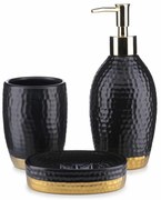 Sada kúpeľňových doplnkov Lumi, čierna/so zlatými prvkami