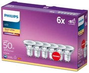 Philips 8718696586013 LED žiarovka celosklenená GU10 4,6W/50W 355lm 2700K 36D 6-set