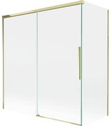 Mexen Rox, 2-krídlová posuvná vaňová zástena 150 + 70 x 150 cm, 8mm číre sklo, zlatý lesklý profil, 8C9-150-070-50-00