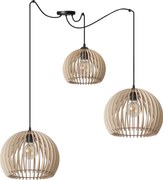 Závesné svietidlo Timber Spider 6, 3x drevené tienidlo