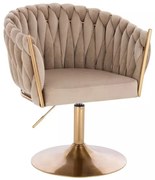 LuxuryForm DESIGN Kreslo NORDEN VELUR na zlatom tanieri - latte