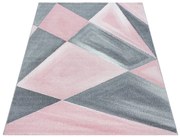 Koberec Beta geometria, ružový / sivý