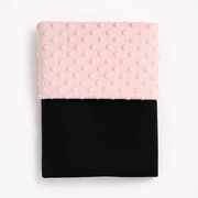 Detská deka čierna/minky ružová 100x75 cm – mäkká obojstranná deka pre dievčatká