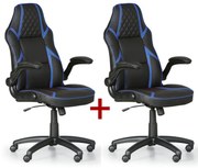 Kancelárska stolička GAME, 1+1 ZADARMO, čierna/modrá