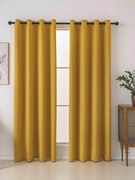 Blackout závesy Elias horčicová - 140 × 180 cm (2 ks) - krúžky