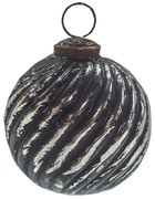 Čierno-strieborná antik sklenená ozdoba gule I - Ø 7*7 cm