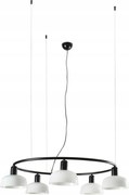 Kruhové závesné svietidlo Faro Tatawin S, 5xE27, čierna/opal, priemer 90 cm