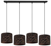 Závesné svietidlo Werona 6, 4x čierne textilné tienidlo so vzorom, c