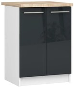 Spodná kuchynská skrinka s doskou OLIWIA S60 2D biela / grafitová, lesk