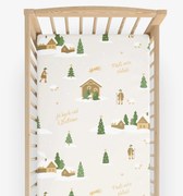 Goldea vianočná bavlnená napínacia plachta do detskej postieľky - pásli ovce valaši 60 x 120 cm
