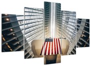 Obraz stavby s vlajkou USA (150x105 cm)