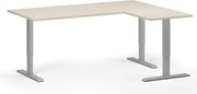 Výškovo nastaviteľný stôl, 180x140 cm, 3 motory, L/P, sivá podnož, breza