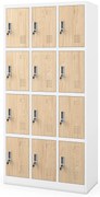 Šatňová skrinka s 12 priehradkami, biela/dub Sonoma, 900x1850x400 mm: MARCIN Eco Design