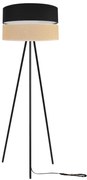Stojacia lampa Juta, 1x jutové/čierne textilné tienidlo, m, b