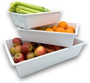 usporadejto.cz Súprava 3 úložných boxov do chladničiek a špájz, 3 ks, TRAY – biela