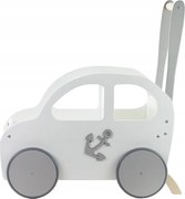 Drevené auto pre chlapcov / chodítko biela