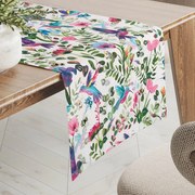 Biante Bavlnený behúň na stôl Sandra SA-495 Dúhové kolibríky medzi kvetmi 20x120 cm