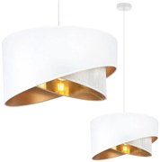 Závesné svietidlo Asti Duo, 1x PVC/biele textilné tienidlo, (fi 45cm), g, w