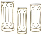 Okrúhle odkladacie stolíky v súprave 3 ks so sklenenou doskou ø 32 cm Tunisi – Mauro Ferretti