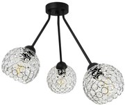 Stropné svietidlo Crystal Trio, 3x strieborné krištáľové tienidlo